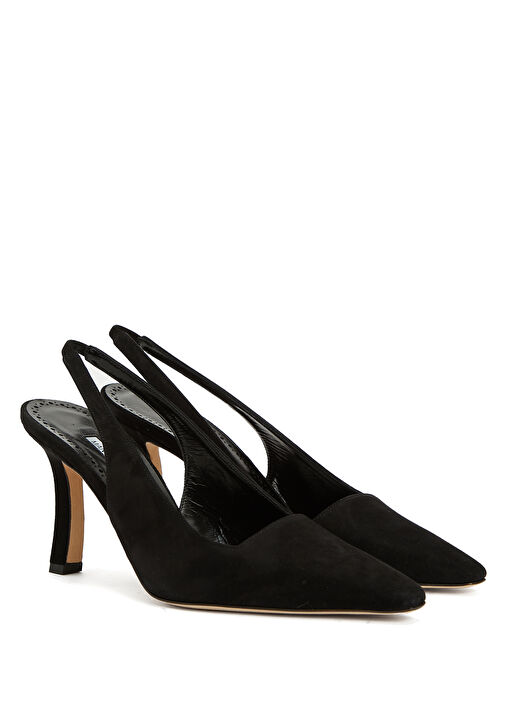 Siyah Süet Topuklu Ayakkabı - Görsel 3