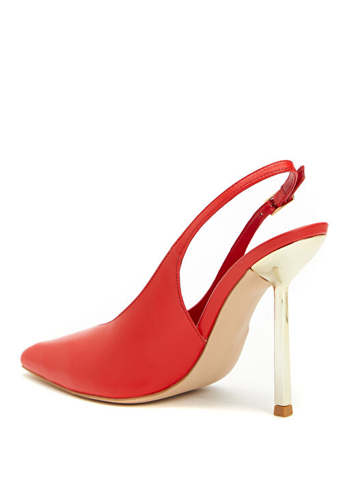 Kırmızı Deri Topuklu Ayakkabı - Görsel 4