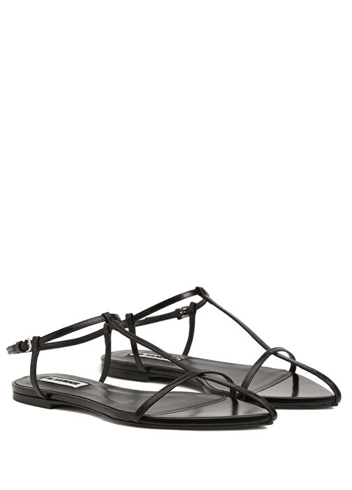 Siyah Kadın Deri Sandalet - Görsel 3