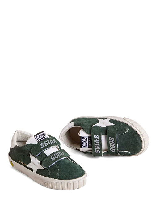 Old School Koyu Yeşil Unisex Çocuk Deri Sneaker - Görsel 3