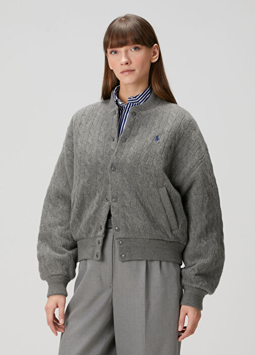 Polo Ralph Lauren - Gri Örgü Dokulu Yün Ceket - Gri