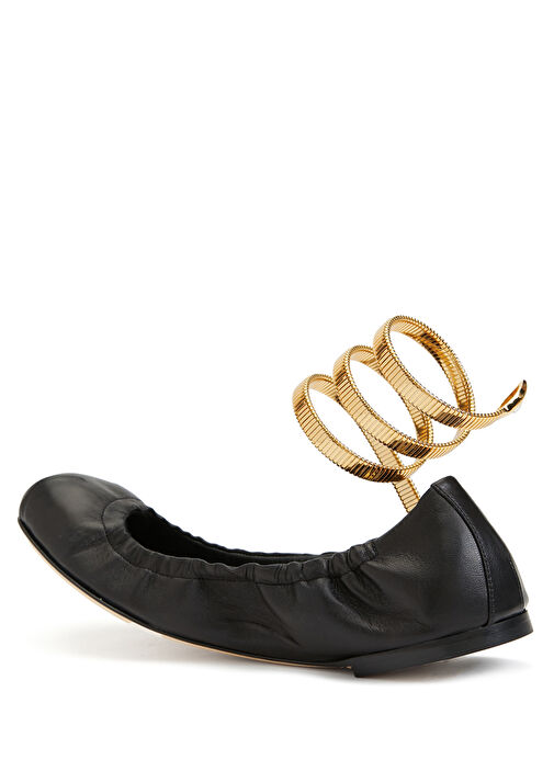 Juniper Siyah Gold Kadın Deri Babet - Görsel 4