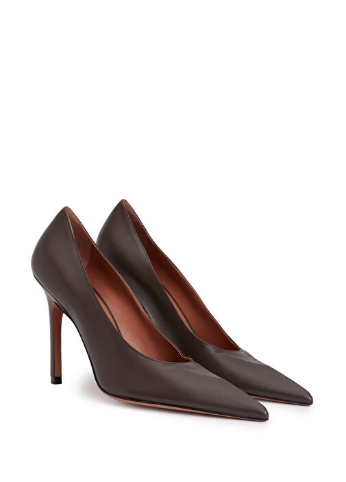 Christine Kahverengi Deri Stiletto - Görsel 3