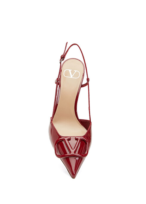 VLogo Kırmızı Deri Topuklu Ayakkabı - Görsel 5
