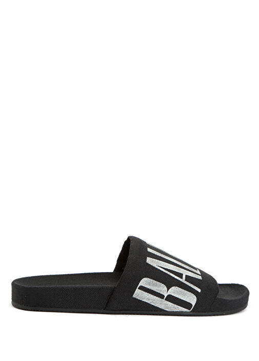 Siyah Beyaz Logo Baskılı Erkek Terlik - Görsel 2