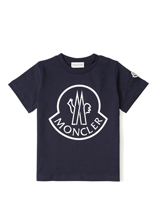 Moncler - Lacivert Logolu Unisex Çocuk T-shirt - Lacivert