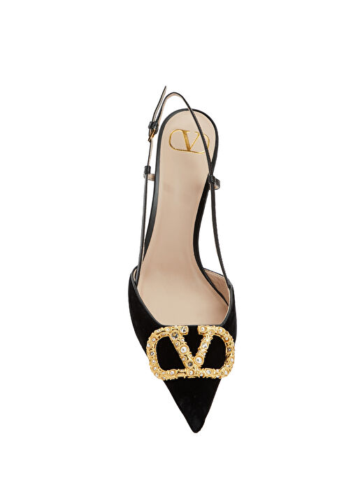 VLogo Siyah Topuklu Ayakkabı - Görsel 5