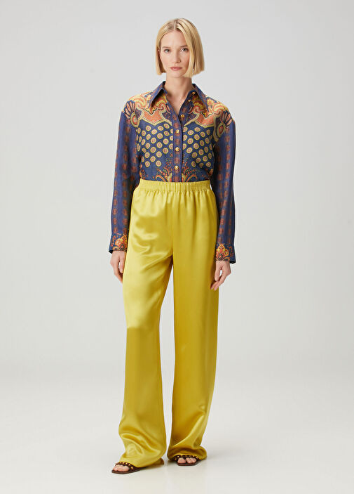 Valentino - Mustard Silk Satin Pants