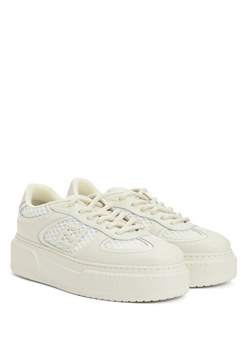 Beyaz Kadın Deri Sneaker - Görsel 3