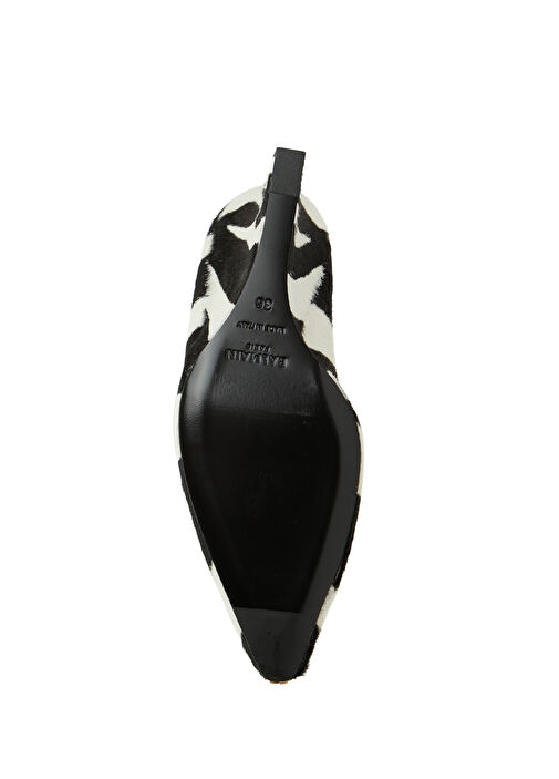 Siyah Beyaz Desenli Deri Topuklu Ayakkabı - Görsel 6