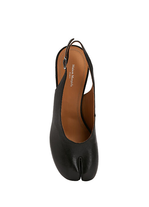 Tabi Siyah Deri Topuklu Ayakkabı - Görsel 5