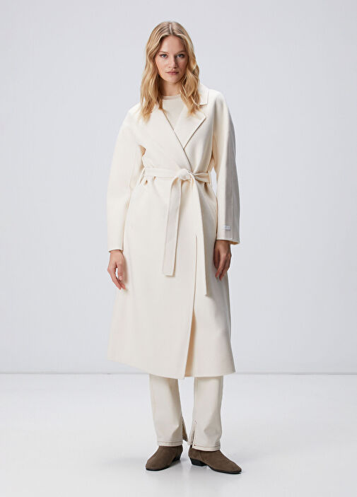 Limited Kırık Beyaz Yün Karışımlı Manto