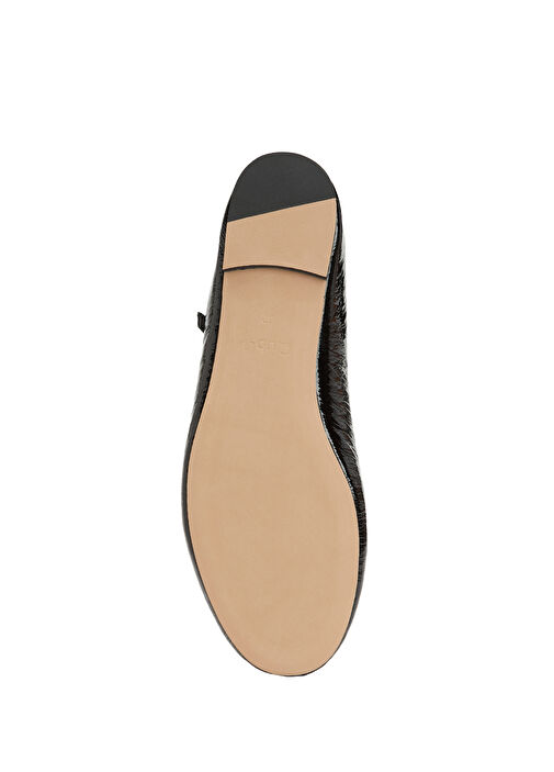 Mary Jane Siyah Kırışık Rugan Deri Babet - Görsel 6