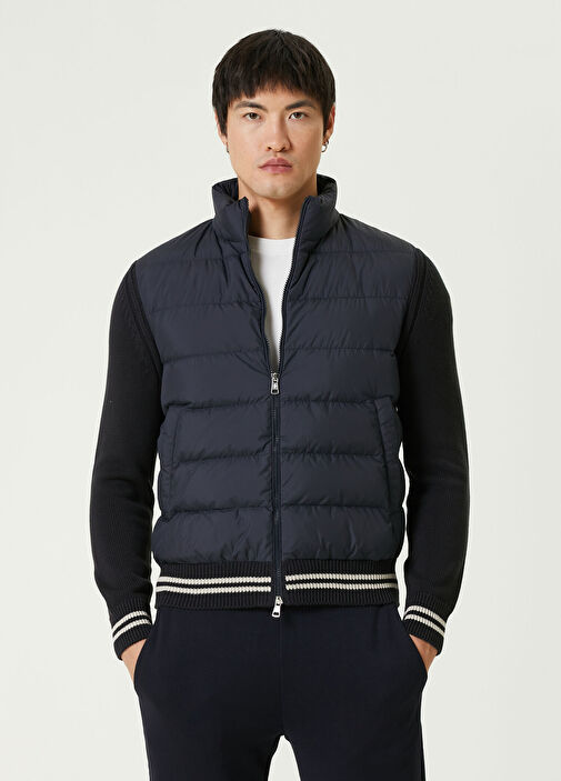 Moncler - Lacivert Triko Garnili Kapitoneli Mont - Lacivert