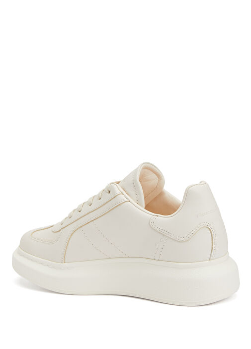 Oversized Kırık Beyaz Kadın Deri Sneaker - Görsel 4