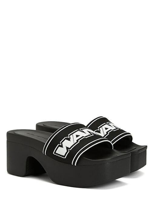 Webbing Siyah Logo Detaylı Kadın Terlik - Görsel 3