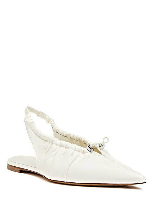 Ballerina Beyaz Kadın Deri Babet - Görsel 3