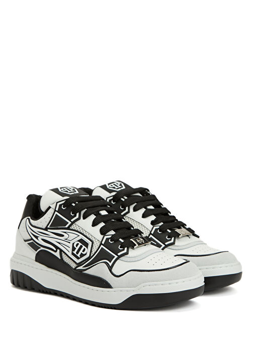 Siyah Beyaz Erkek Deri Sneaker - Görsel 3