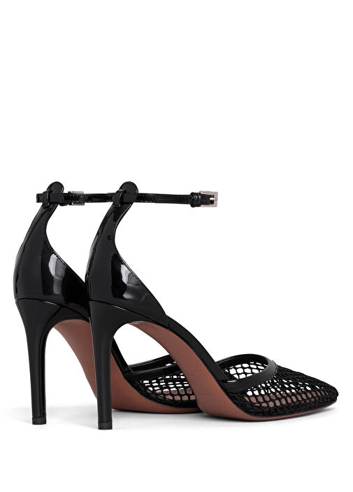 Siyah File Dokulu Topuklu Ayakkabı - Görsel 3