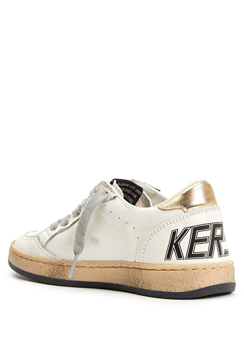 Beyaz Yıldız Patchli Unisex Çocuk Deri Sneaker - Görsel 4