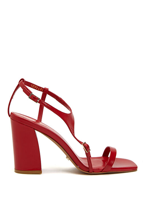 Kırmızı Kadın Deri Sandalet - Görsel 2