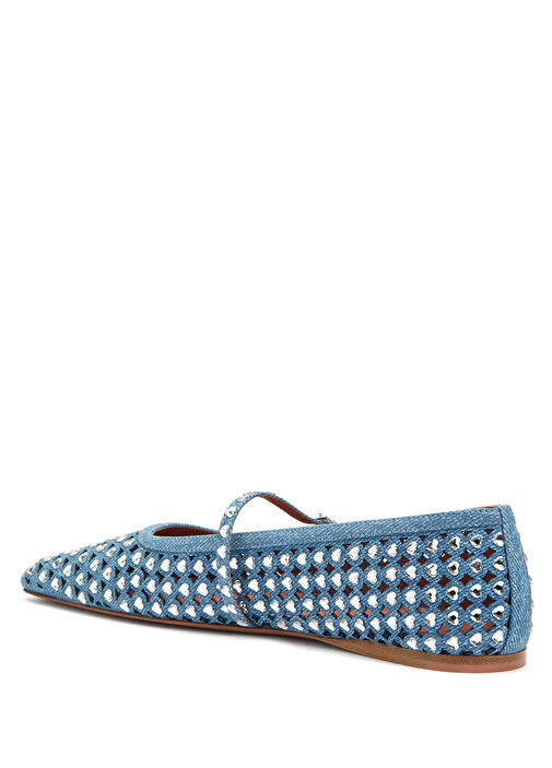 Ane Crystal Mavi Beyaz Deri Babet - Görsel 4