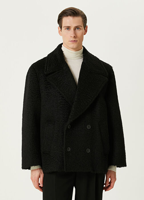 ジャケット・アウター VALENTINO Black Double-Breasted Jacket Valentino - Black Wool Double-Breasted Coat