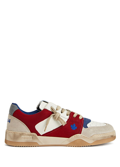 Spiker Beyaz Bordo Erkek Deri Sneaker - Görsel 2