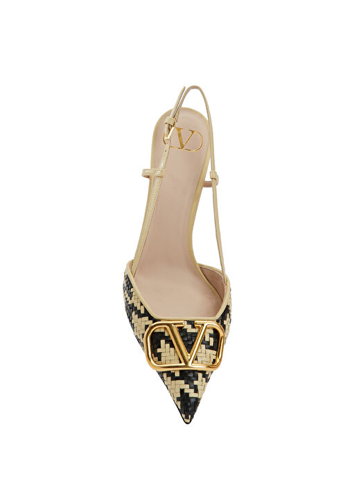 VLogo Siyah Krem Deri Topuklu Ayakkabı - Görsel 5