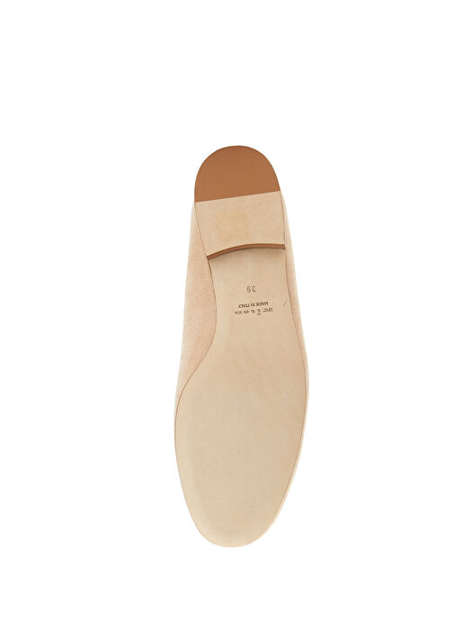 Bej Logolu Kadın Deri Loafer - Görsel 6