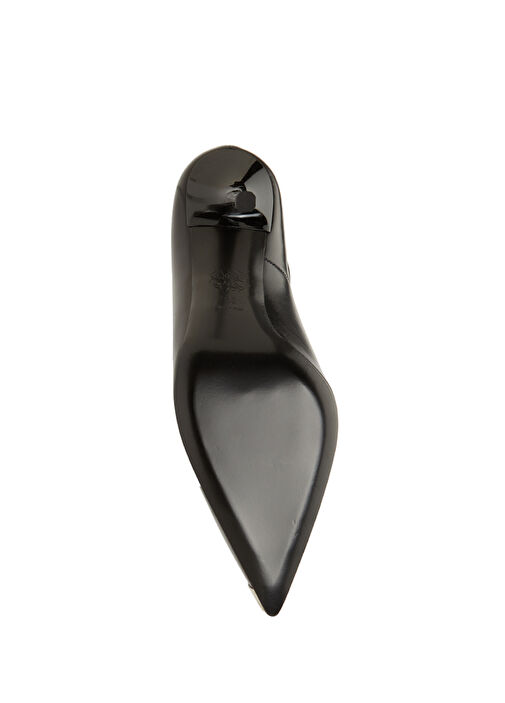 Siyah Deri Topuklu Ayakkabı - Görsel 6