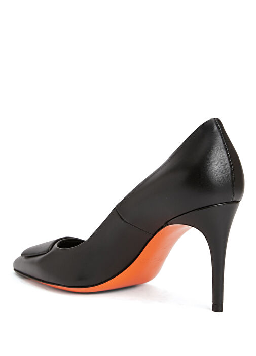 Santoni Siyah Santoni Deri Stiletto