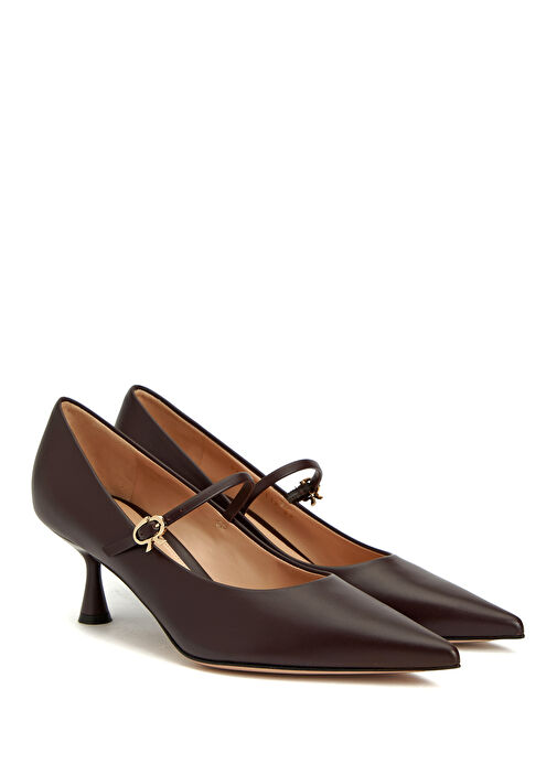 Bordo Deri Topuklu Ayakkabı - Görsel 3