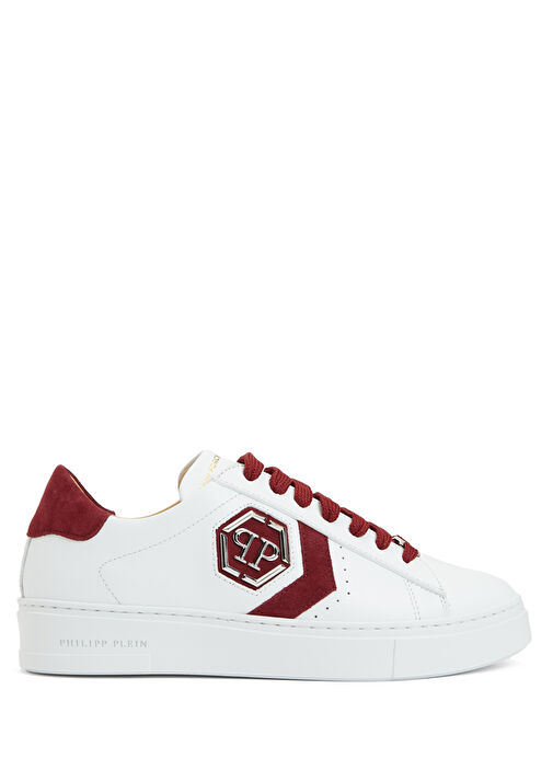 Philipp Plein Lo-Top Arrow Force White Burgundy Men's Leather Sn