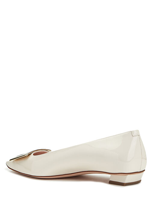 Beyaz Toka Detaylı Kadın Deri Babet - Görsel 4