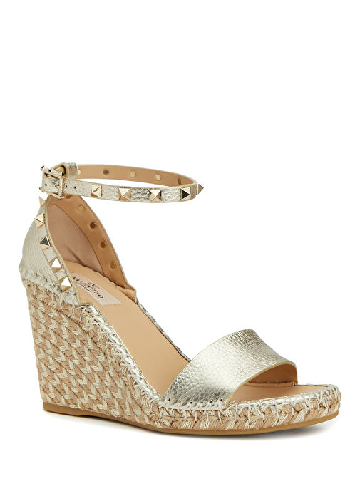 Rockstud Gold Kadın Deri Espadril - Görsel 4