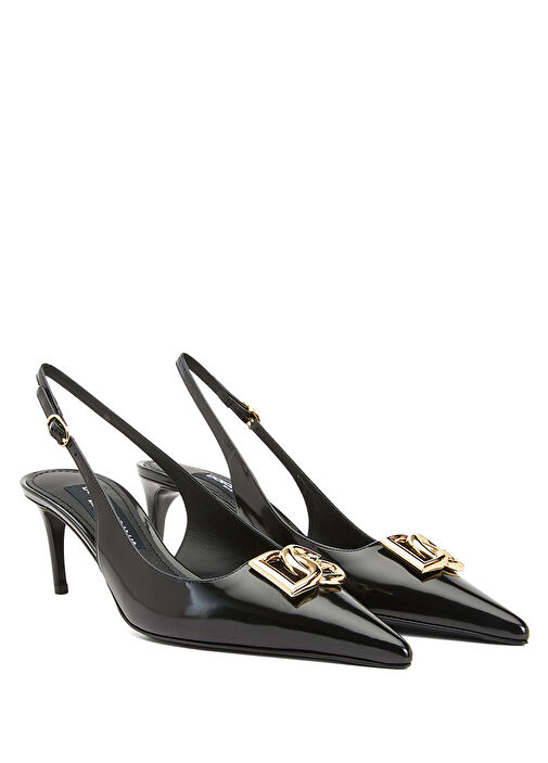 Siyah Deri Topuklu Ayakkabı - Görsel 3