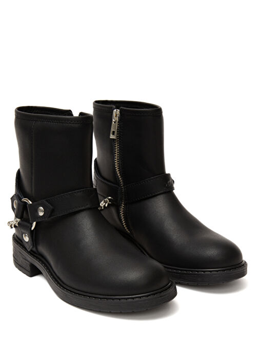 Siyah Kız Çocuk Deri Bot - Görsel 3