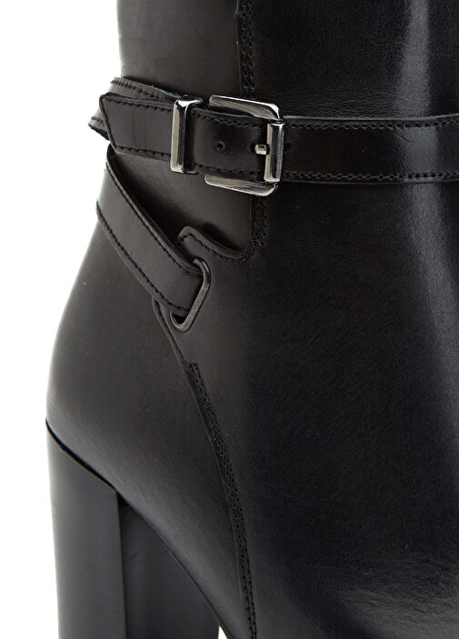 Siyah Kemer Detaylı Kadın Deri Bot - Görsel 7