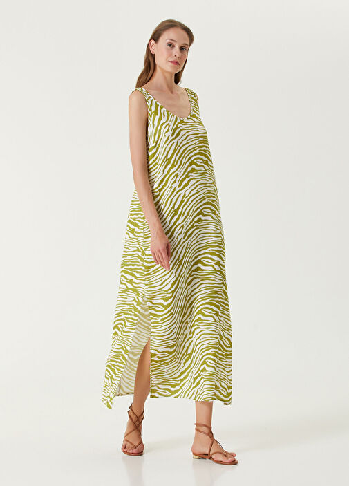 Beymen - Green Zebra Print Midi Dress