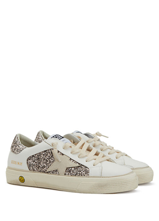 Beyaz Logolu Unisex Çocuk Deri Sneaker - Görsel 3