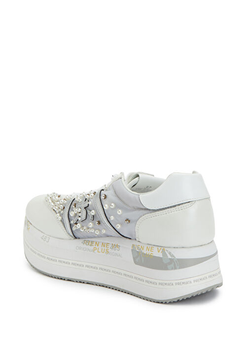 Beymen Reborn Beymen Reborn Beyaz Gri Premiata Kadın Sneakers | Beymen Beyaz Gri - 4. görsel