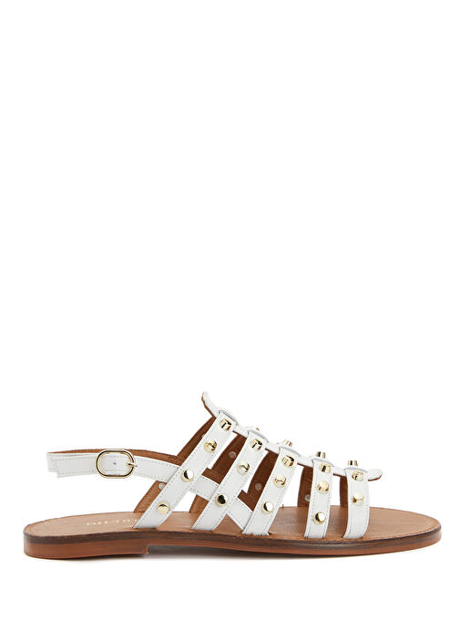 Beyaz Kadın Deri Sandalet - Görsel 2