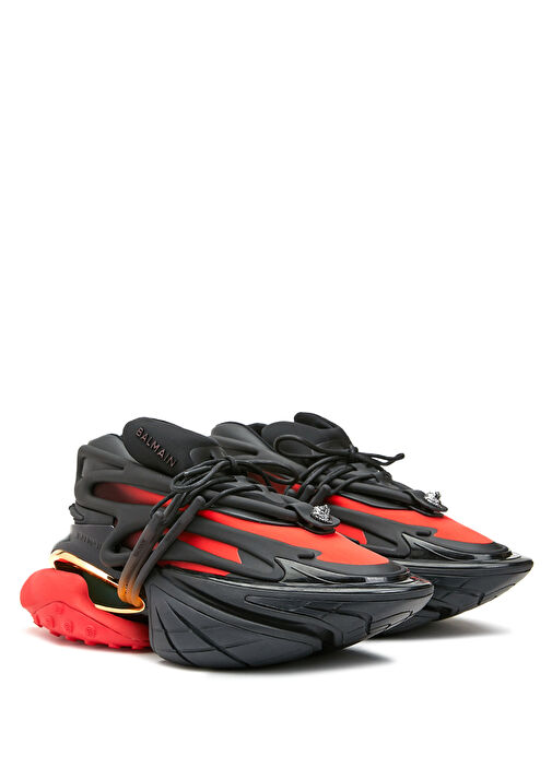 Siyah Kırmızı Geometrik Tabanlı Erkek Sneaker - Görsel 3