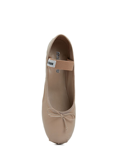 Nude Logo Detaylı Kadın Deri Babet - Görsel 5