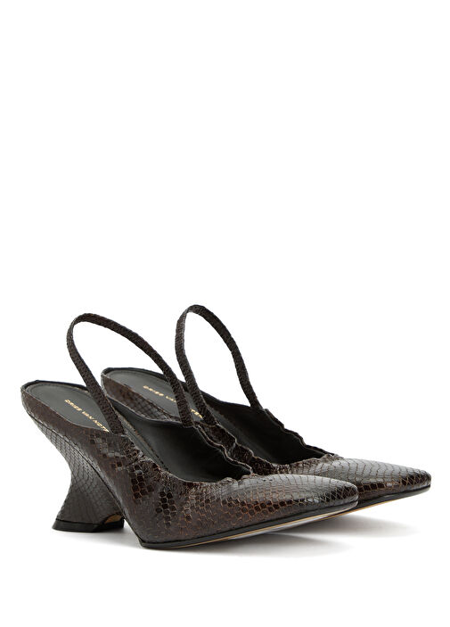 Koyu Kahverengi Topuklu Ayakkabı - Görsel 3