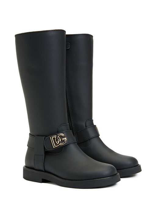 Siyah Logolu Kız Çocuk Deri Bot - Görsel 3