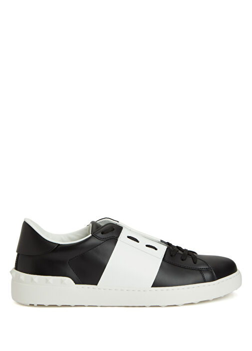 Open Siyah Beyaz Erkek Deri Sneaker - Görsel 2
