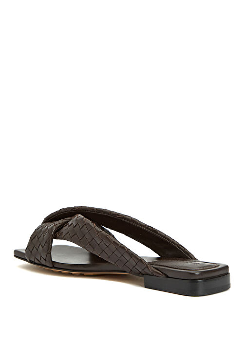 Riva Koyu Kahverengi Kadın Deri Terlik - Görsel 4