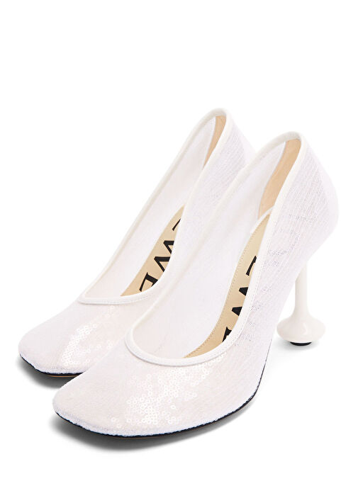 Toy Beyaz Payetli Deri Topuklu Ayakkabı - Görsel 3